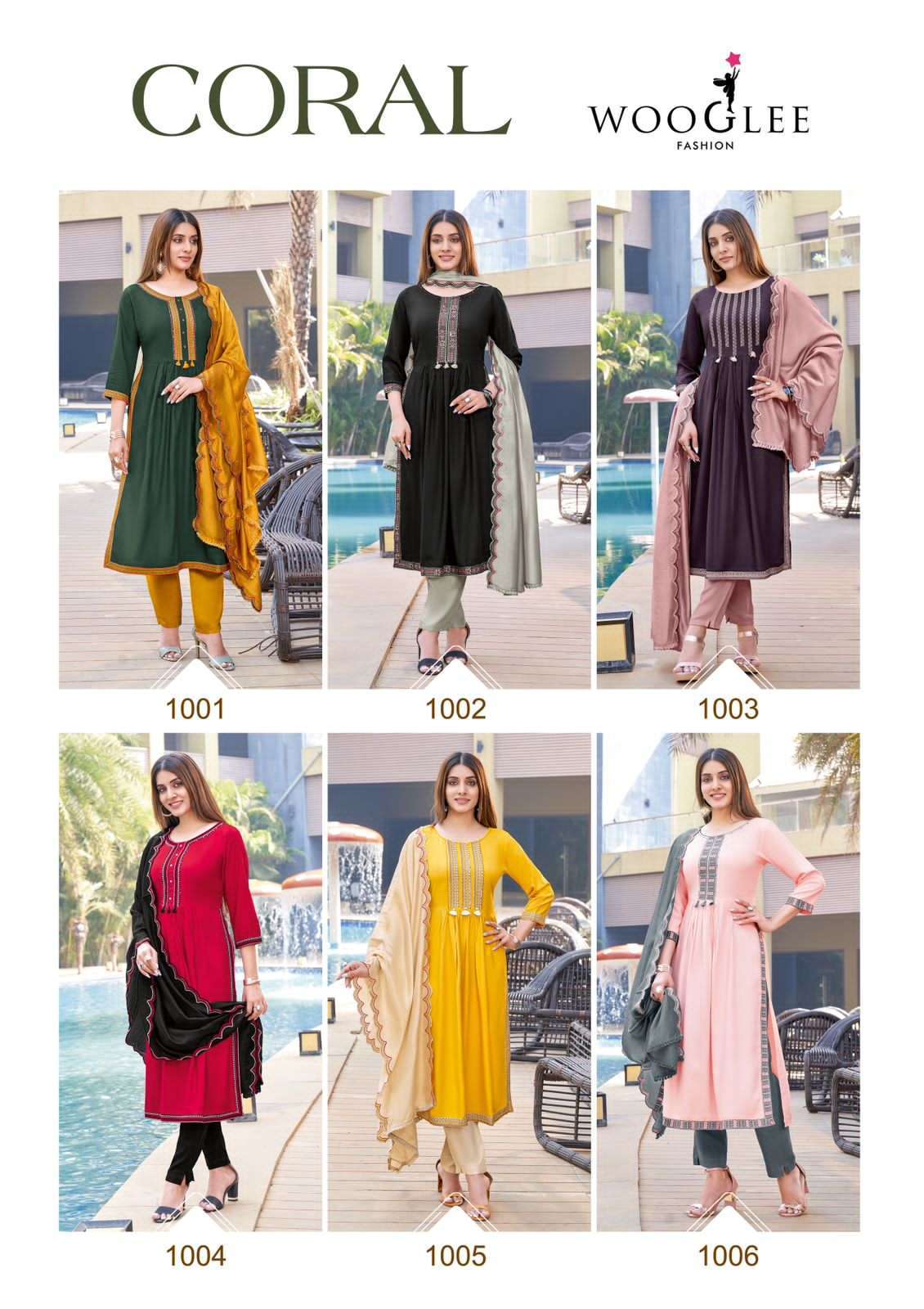wooglee coral series 1001-1006 Rayon Weaving suit