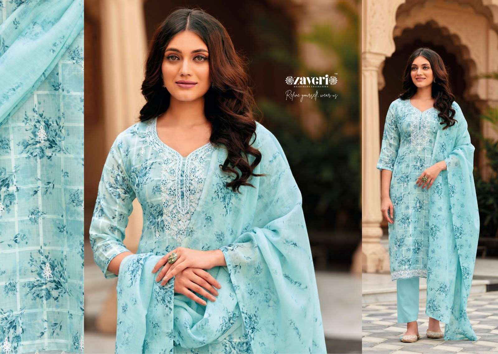 zaveri unicorn designer heavy linen suit 