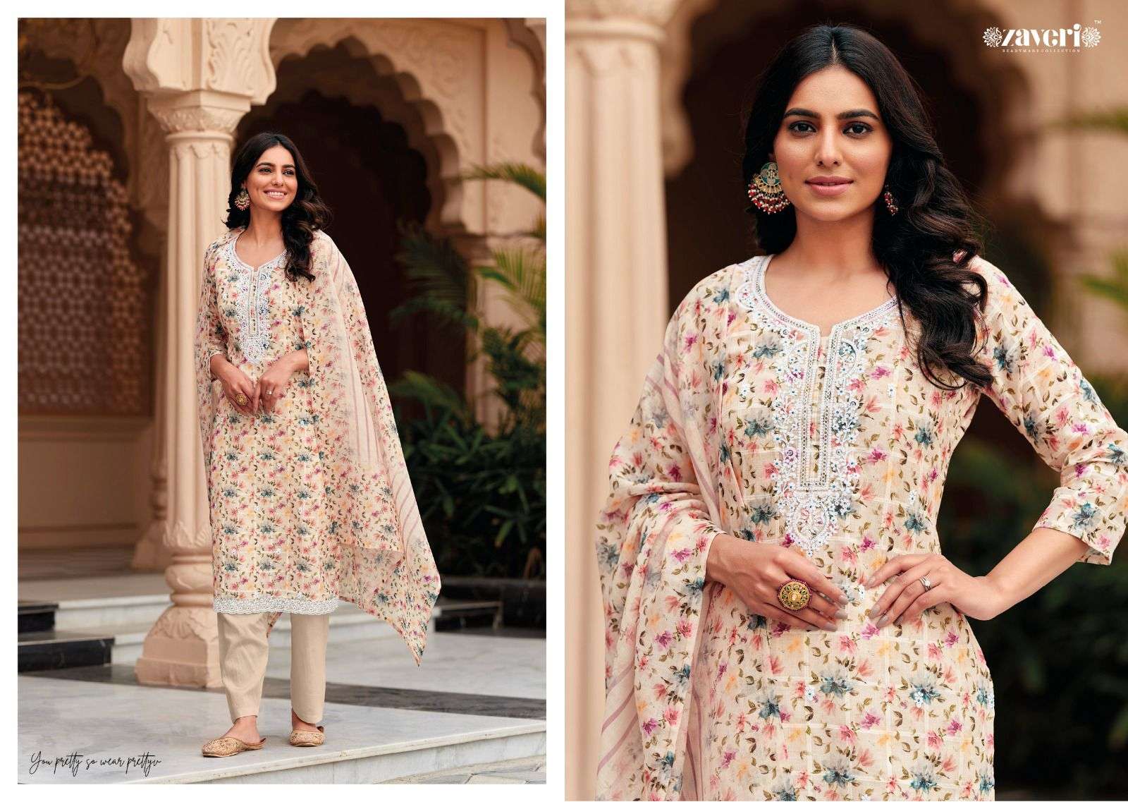 zaveri unicorn designer heavy linen suit 