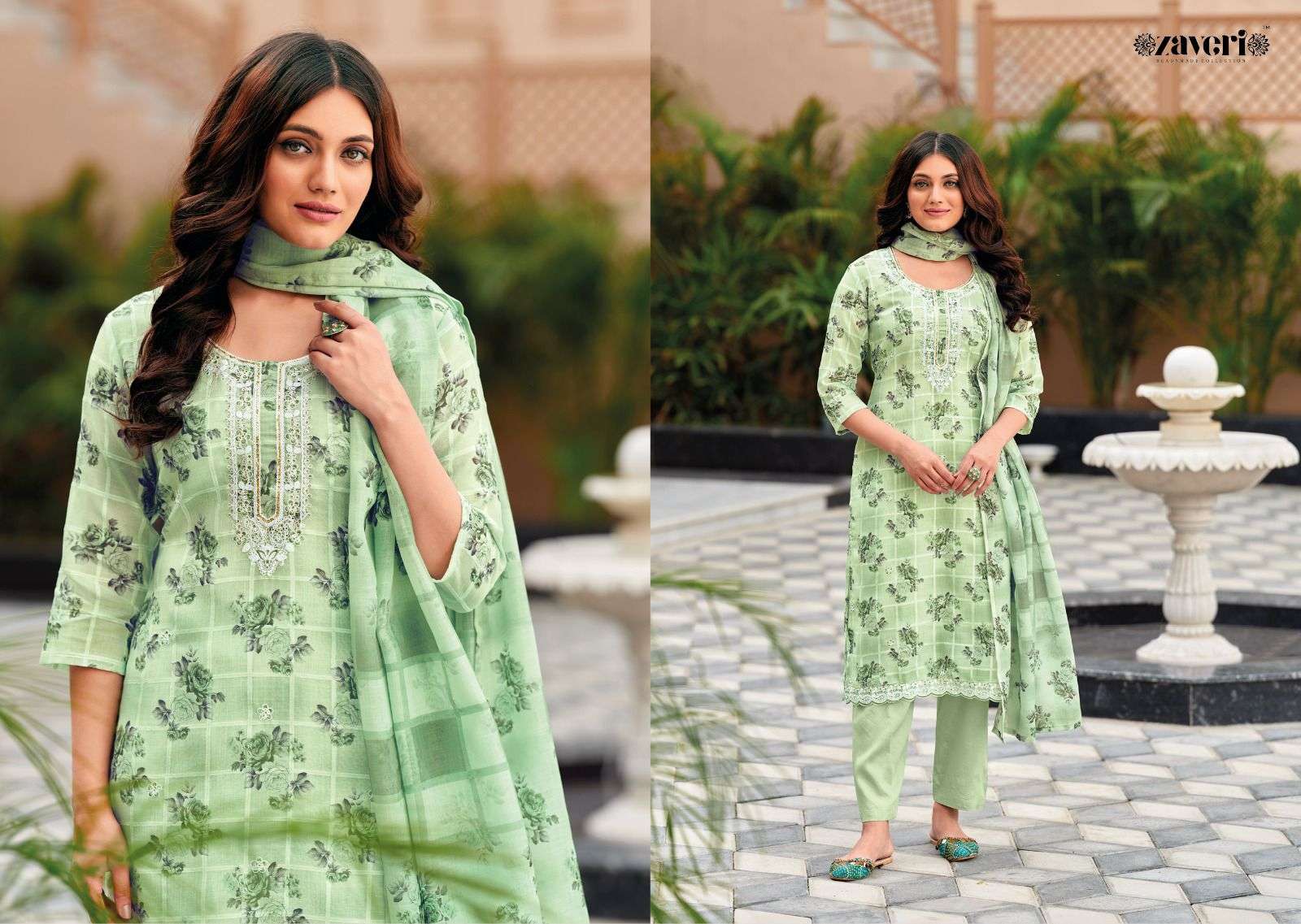 zaveri unicorn designer heavy linen suit 