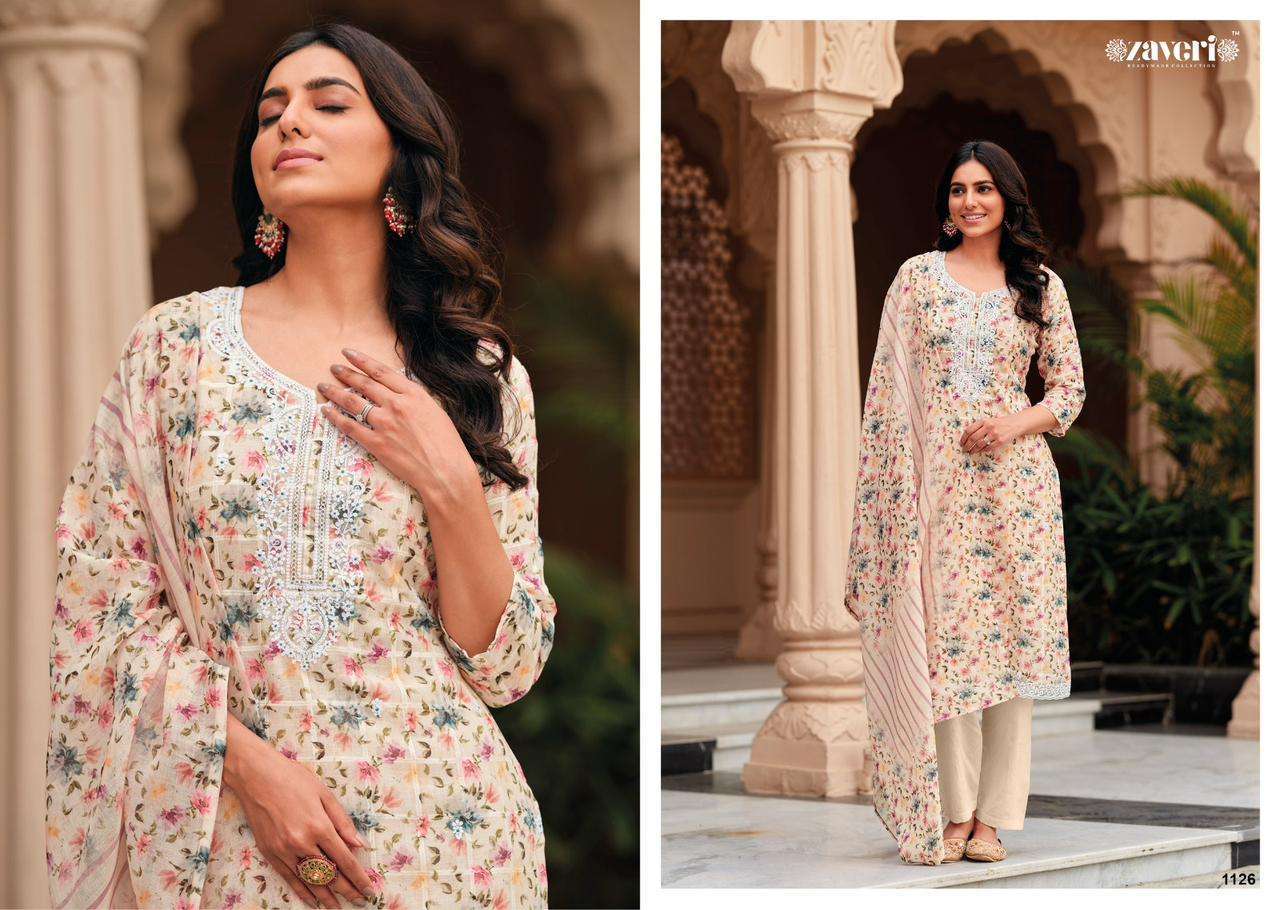 zaveri unicorn series 1125-1128 heavy lilen readymade suit 