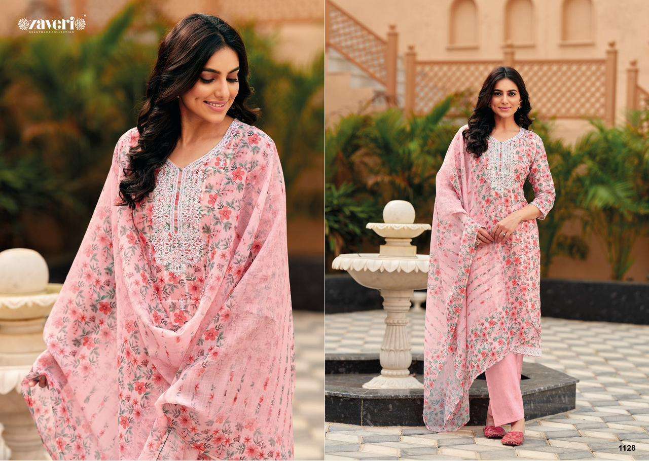 zaveri unicorn series 1125-1128 heavy lilen readymade suit 