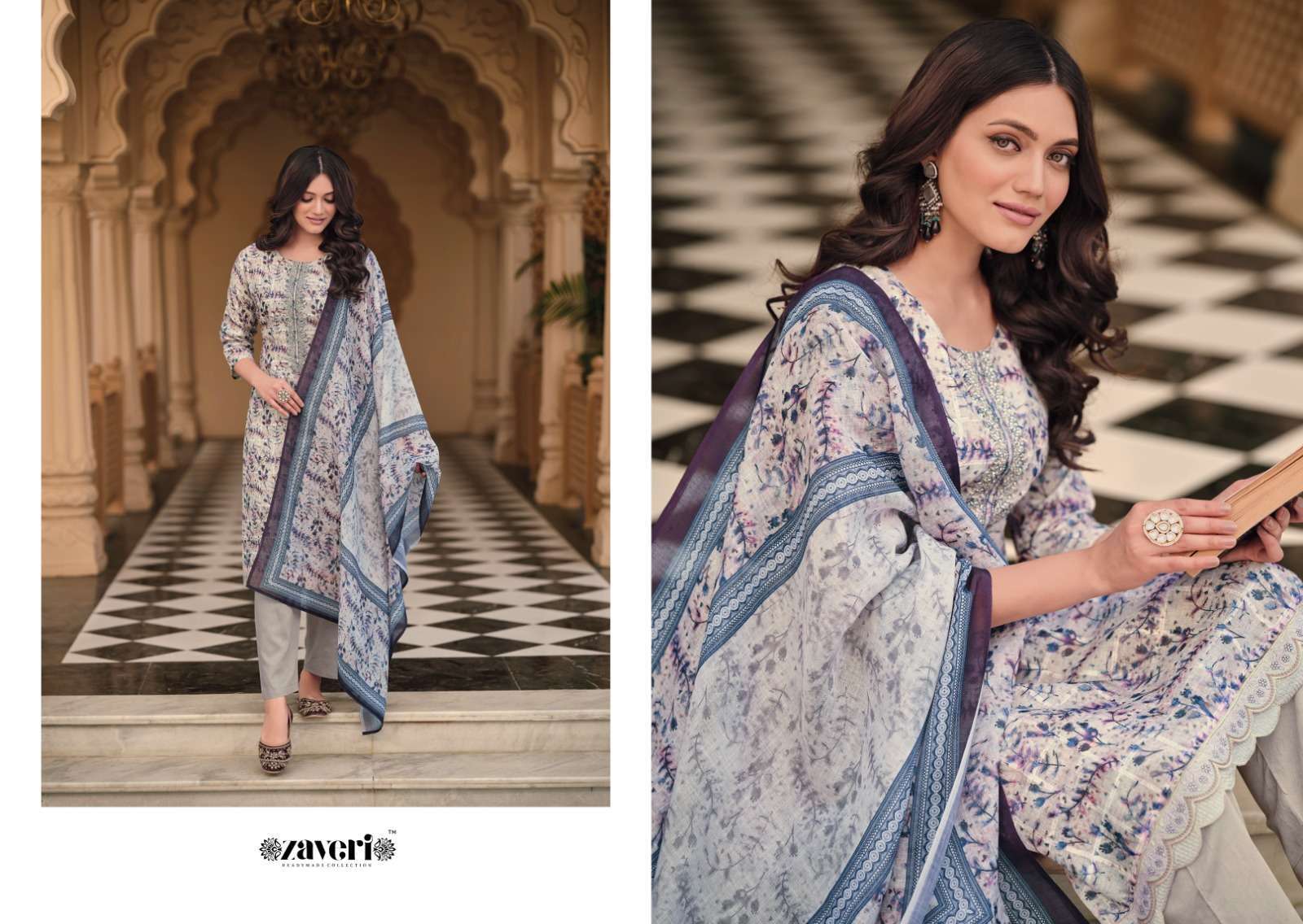zaveri unicorn vol 2 series 1129-1133 heavy lilen suit 