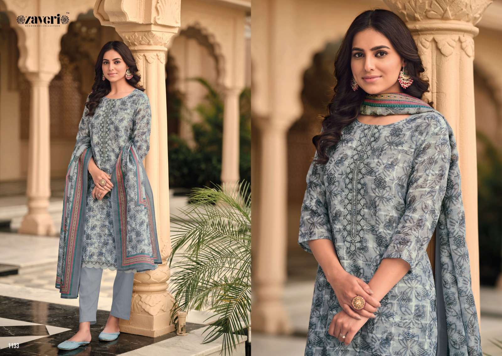 zaveri unicorn vol 2 series 1129-1133 heavy lilen suit 