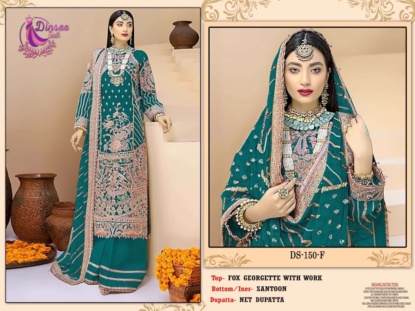 dinsaa suit d 150 beautiful dark colors georgette embroidered suit 