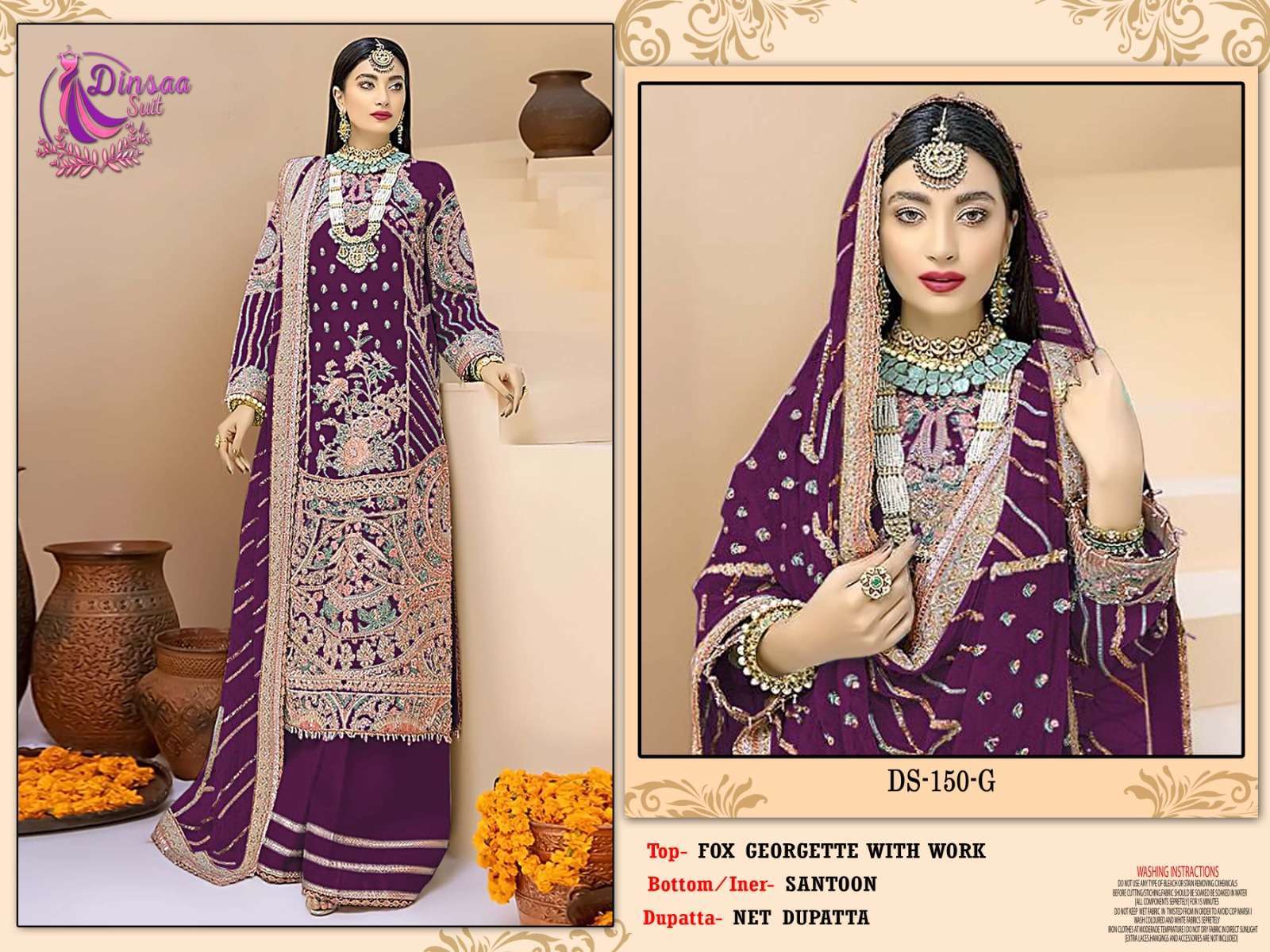 dinsaa suit d 150 beautiful dark colors georgette embroidered suit 