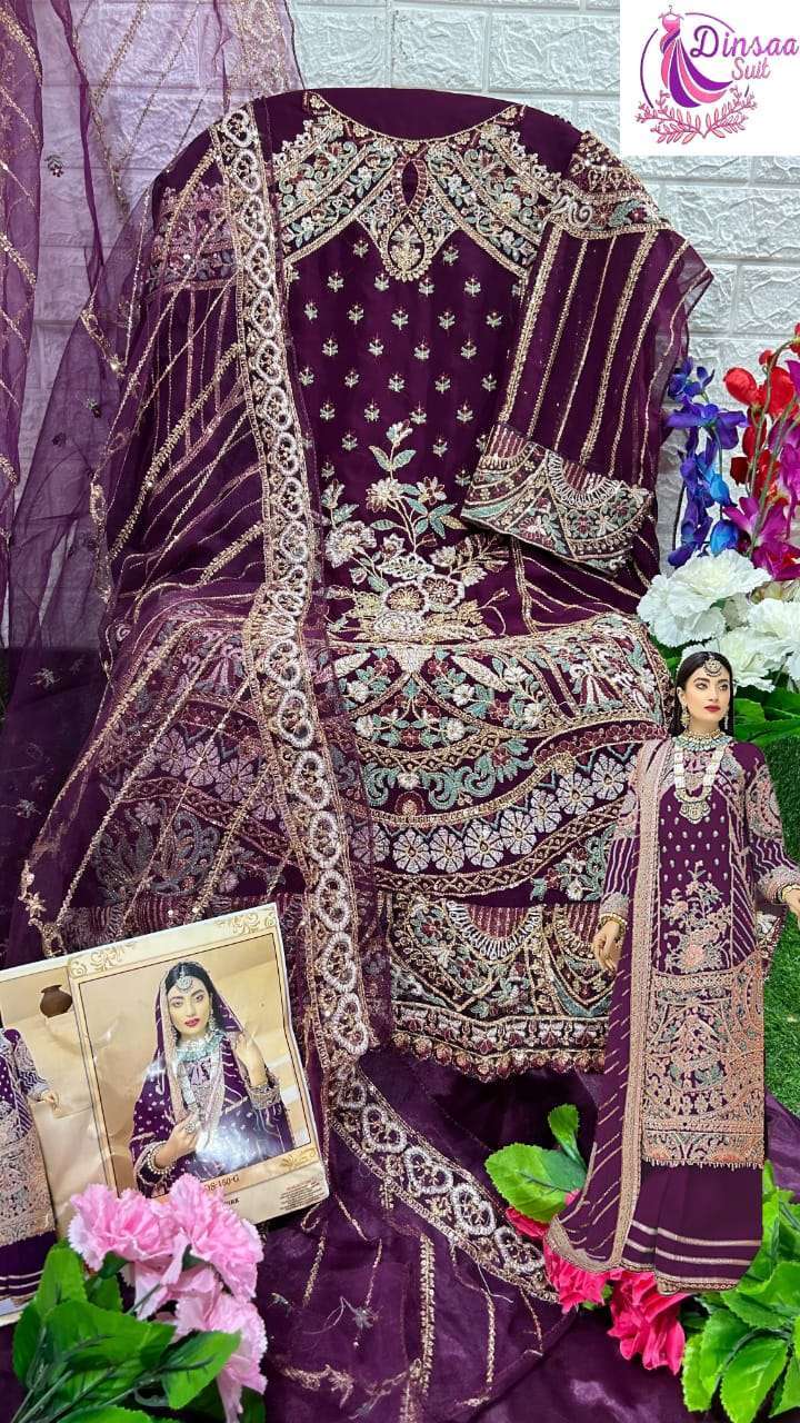 dinsaa suit d 150 beautiful dark colors georgette embroidered suit 
