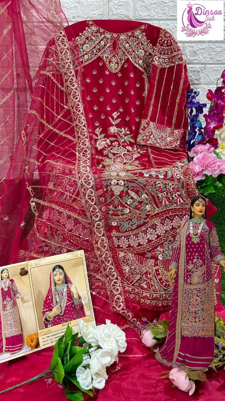dinsaa suit d 150 beautiful dark colors georgette embroidered suit 