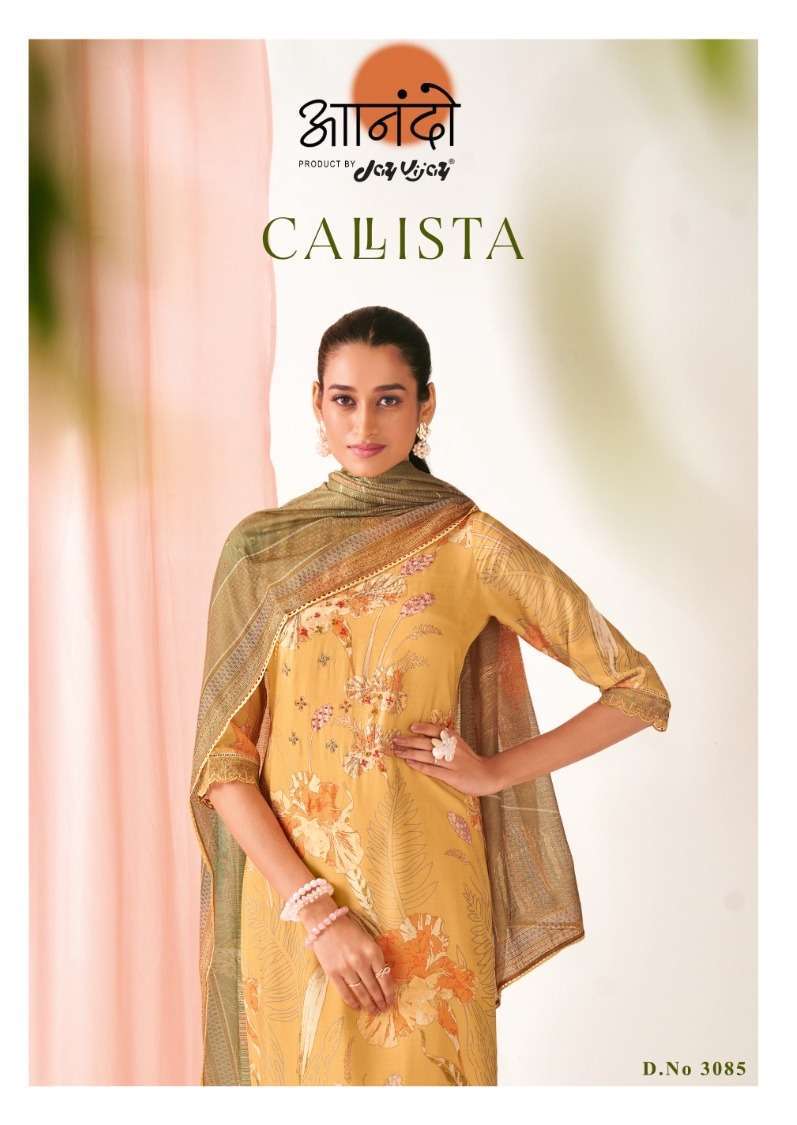 jay vijay anando calista 3085 pure muslin silk suit 