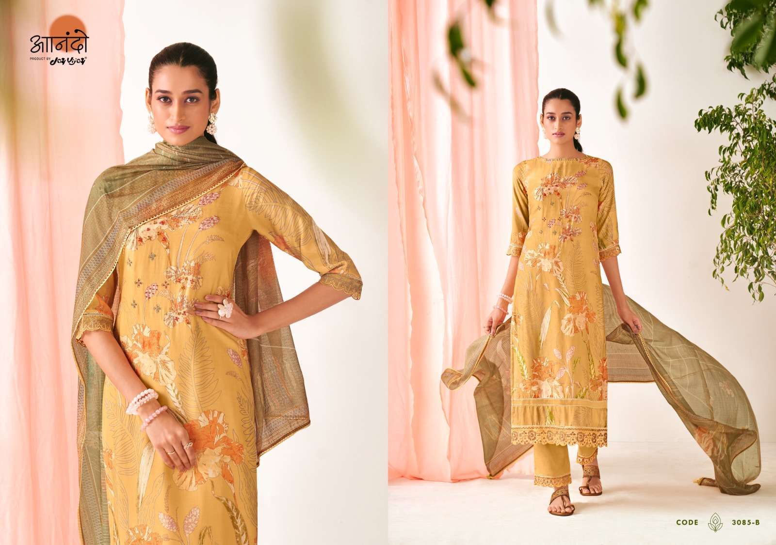 jay vijay anando calista 3085 pure muslin silk suit 