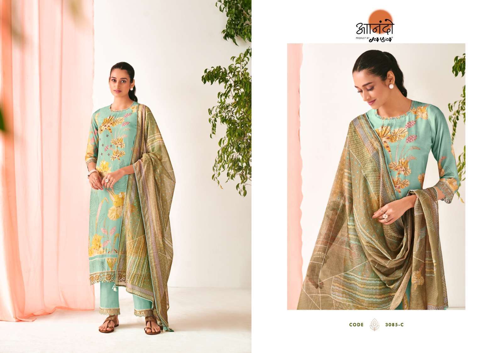 jay vijay anando calista 3085 pure muslin silk suit 