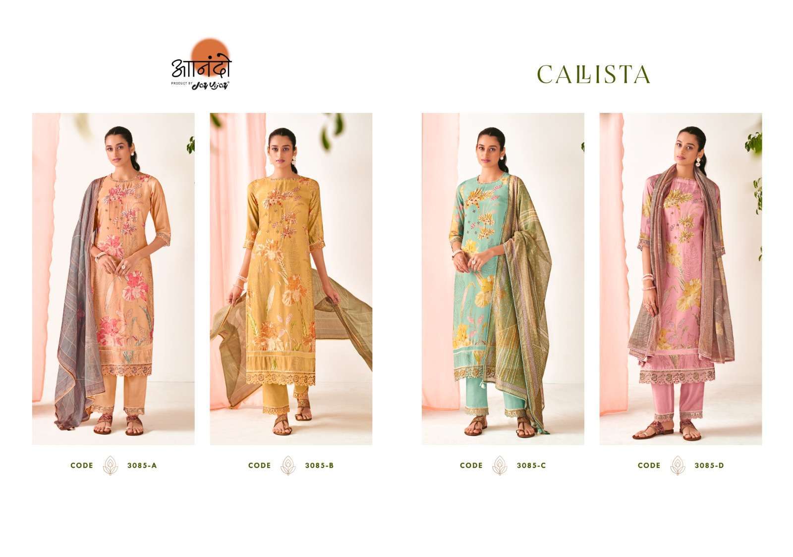 jay vijay anando calista 3085 pure muslin silk suit 