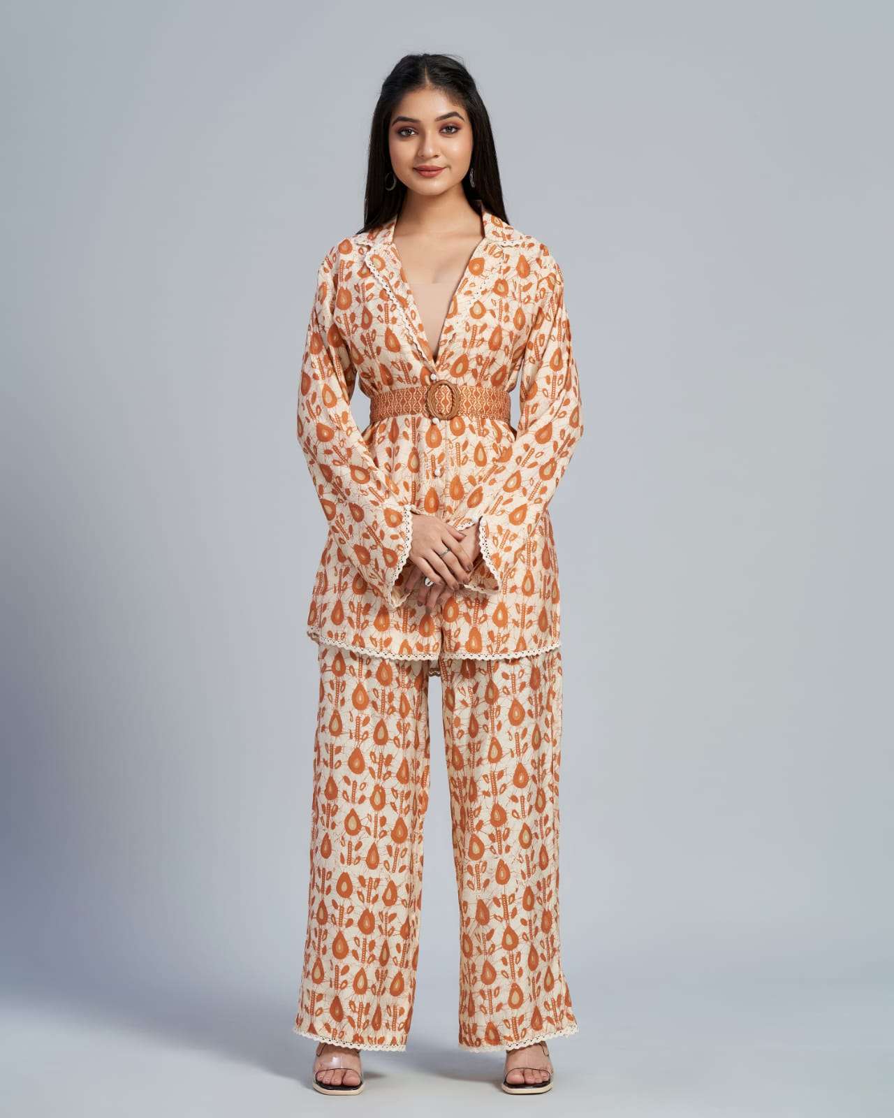 pr cord set fancy formal wear short tunic with pant
