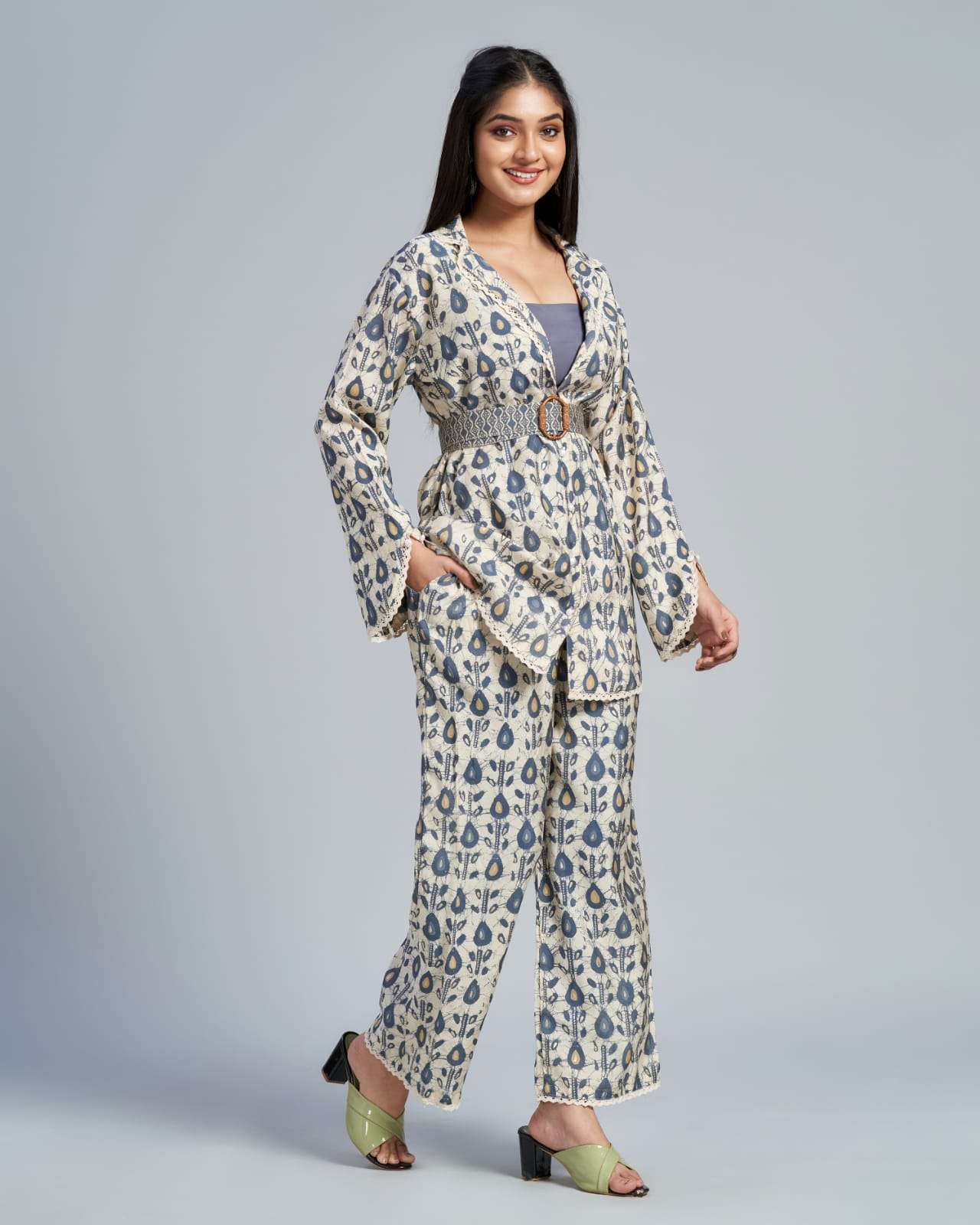 pr cord set fancy formal wear short tunic with pant