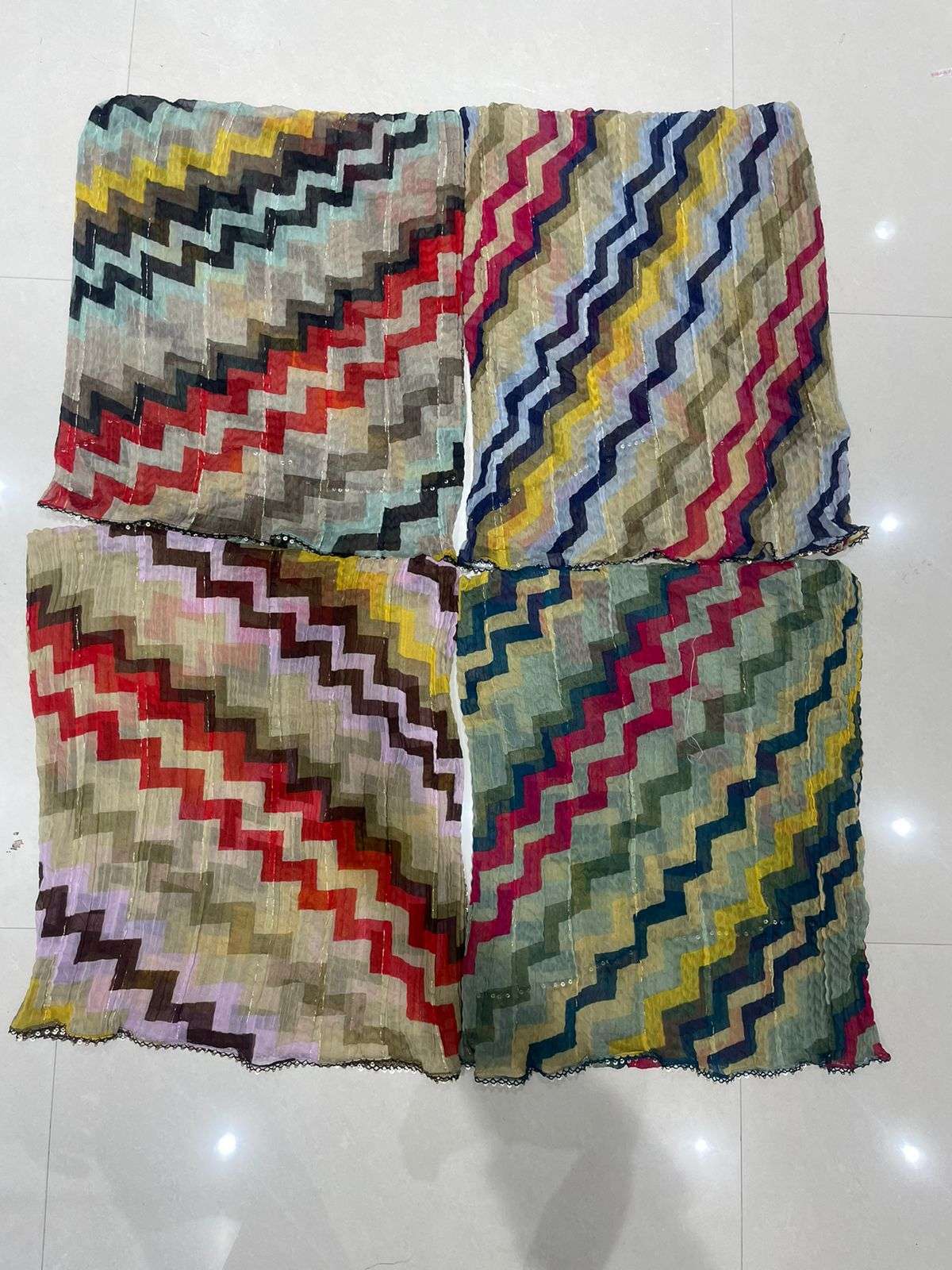 pr styler lurex fancy four side rose gold color sequence dupattas