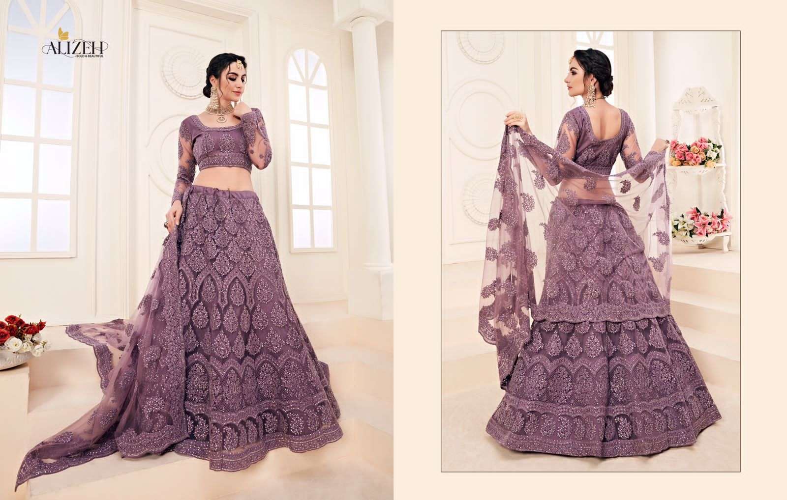 alizeh bridal heritage 1002 b  Butterfly Net stone work lehenga