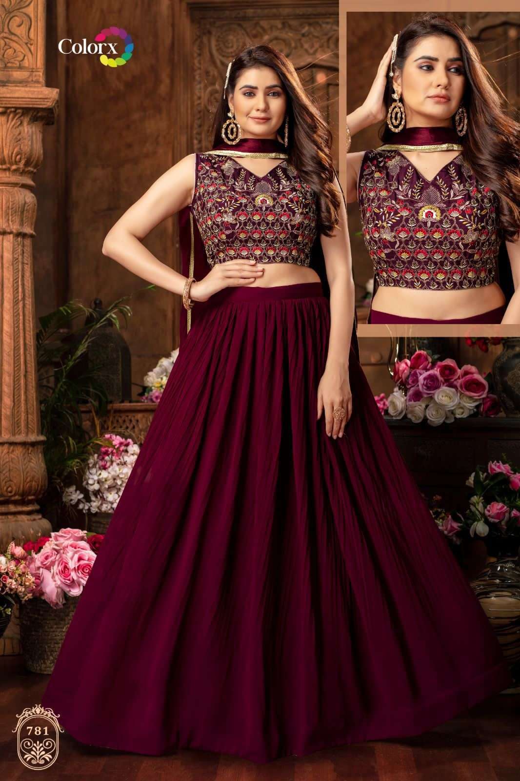 colorx 779-783 series Heavy Chinon With Cancan lehenga