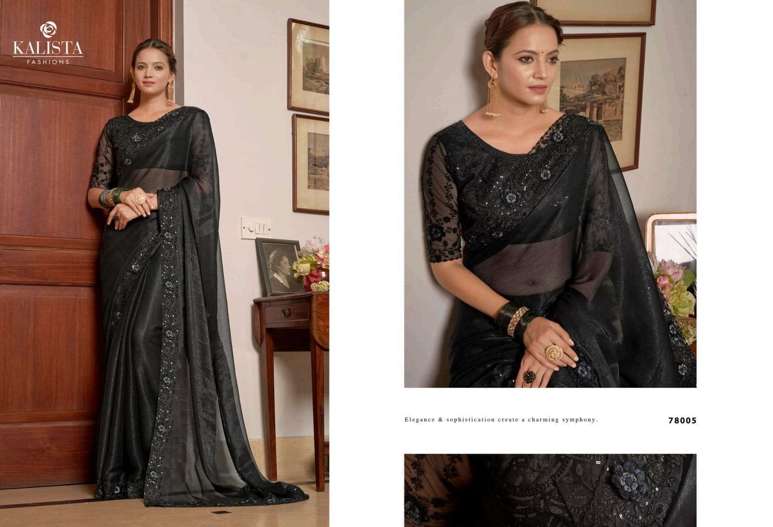 kalista fashion aarzoo series 78001-78006 blooming sitara chiffon saree