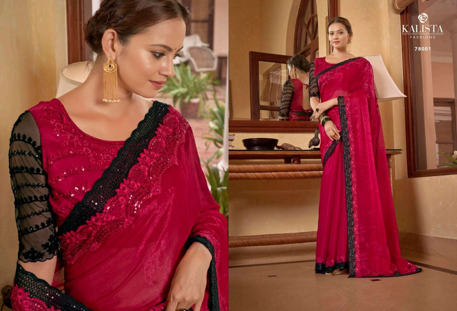 kalista fashion aarzoo series 78001-78006 blooming sitara chiffon saree
