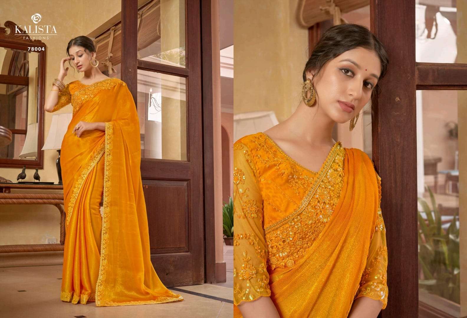kalista fashion aarzoo series 78001-78006 blooming sitara chiffon saree