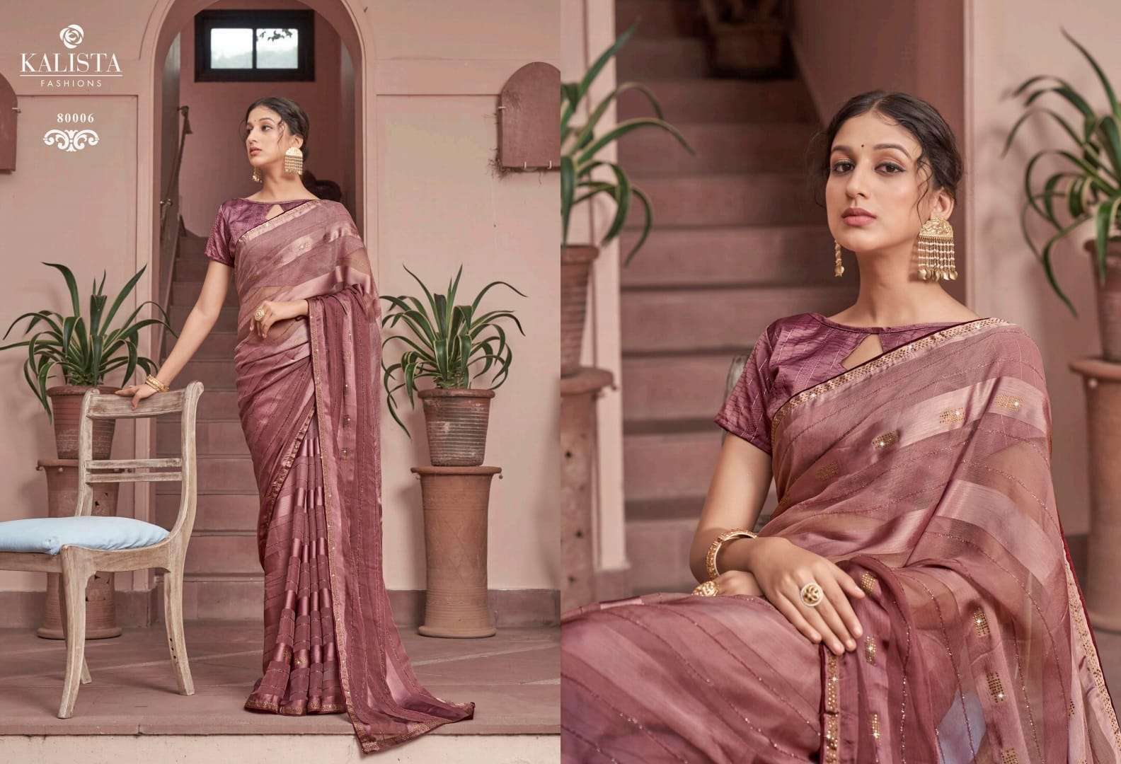 kalista trisha series 80001-80006 padding fancy fabric saree