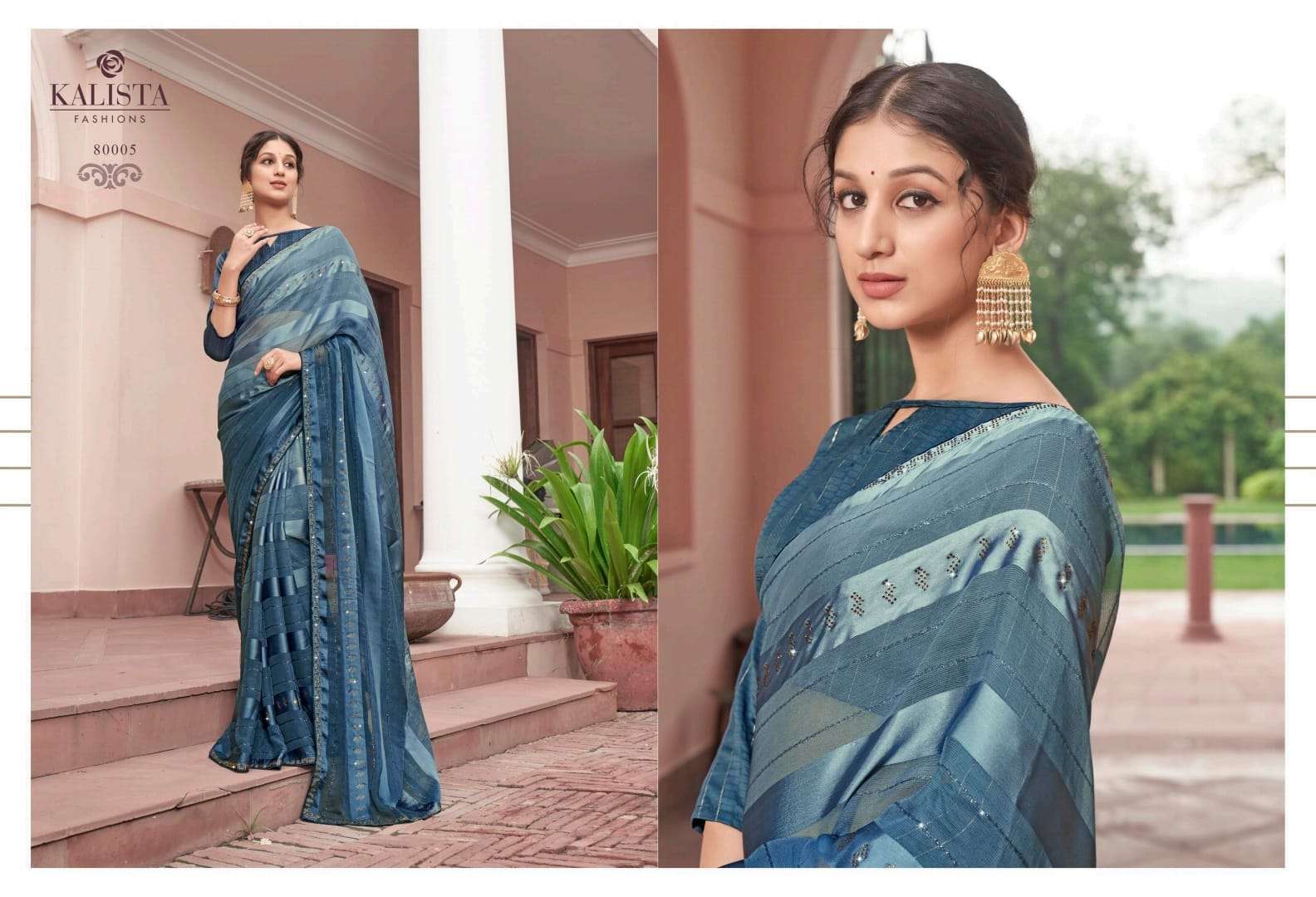 kalista trisha series 80001-80006 padding fancy fabric saree