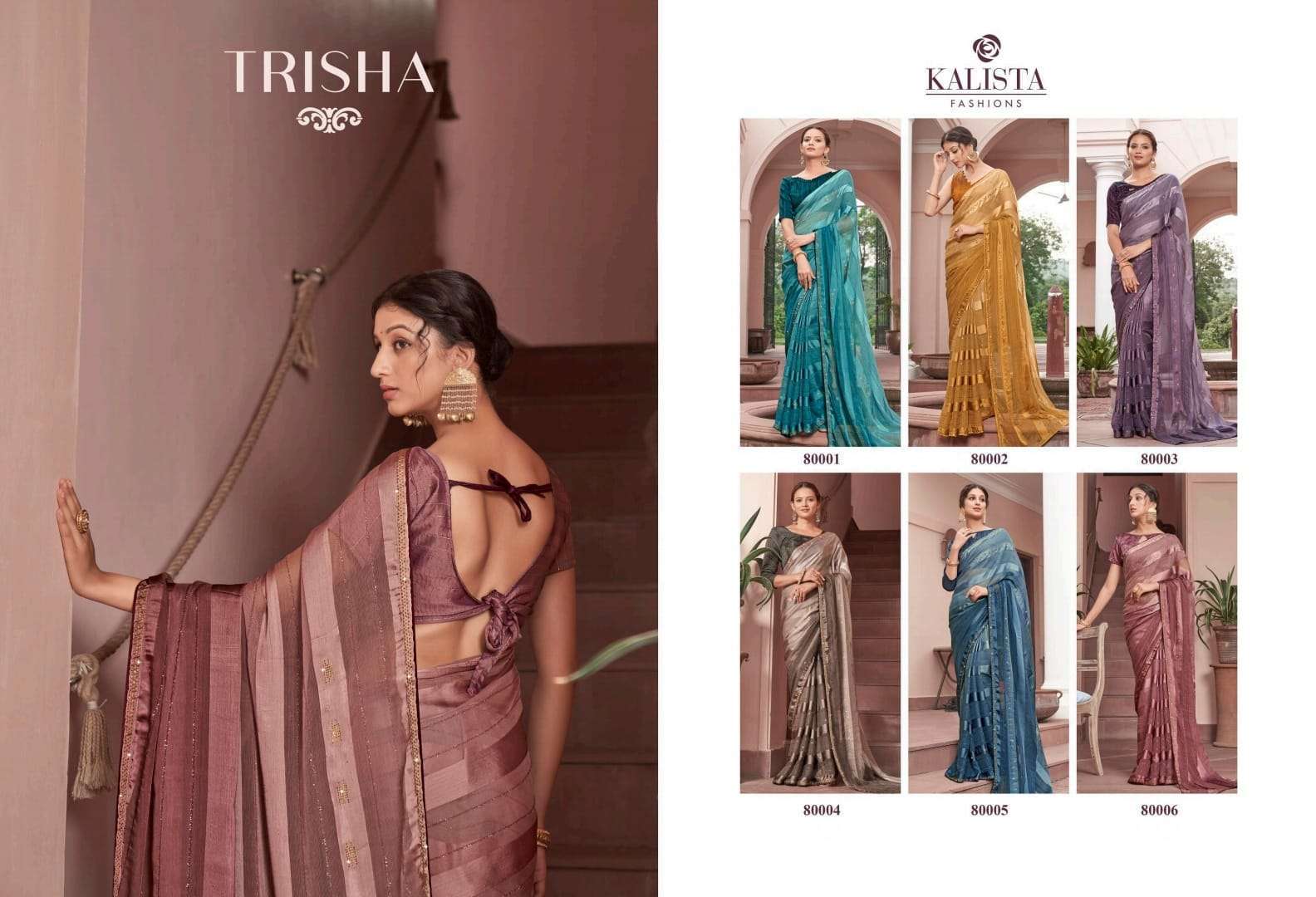 kalista trisha series 80001-80006 padding fancy fabric saree