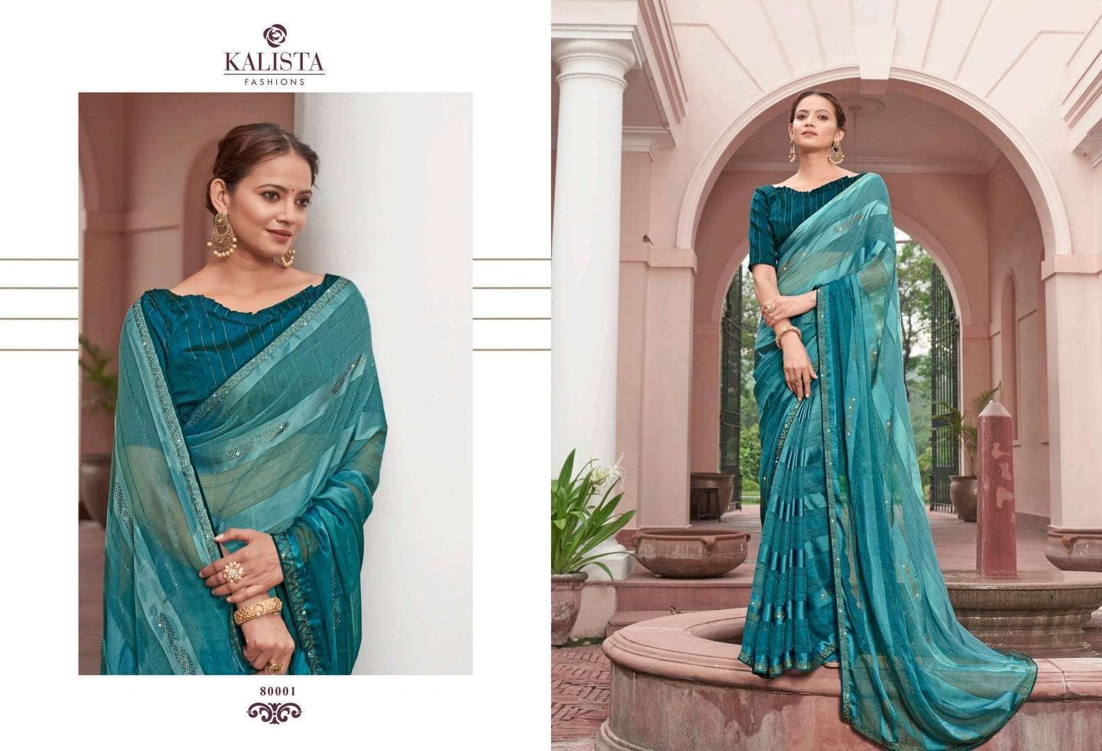 kalista trisha series 80001-80006 padding fancy fabric saree