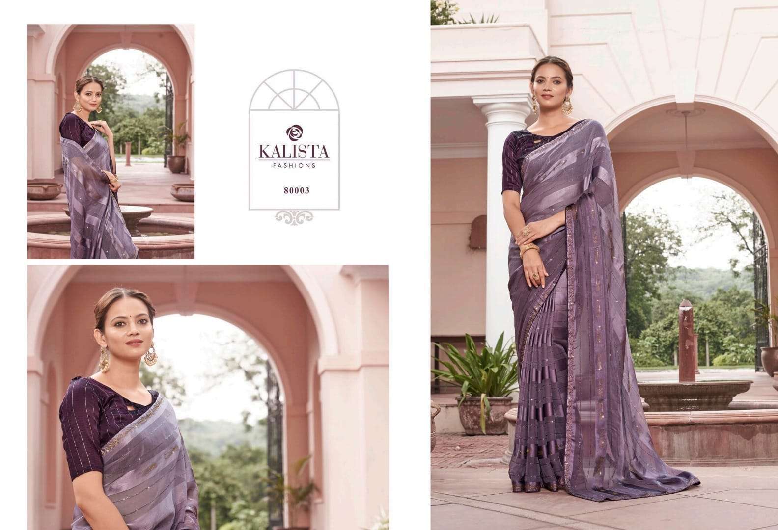 kalista trisha series 80001-80006 padding fancy fabric saree