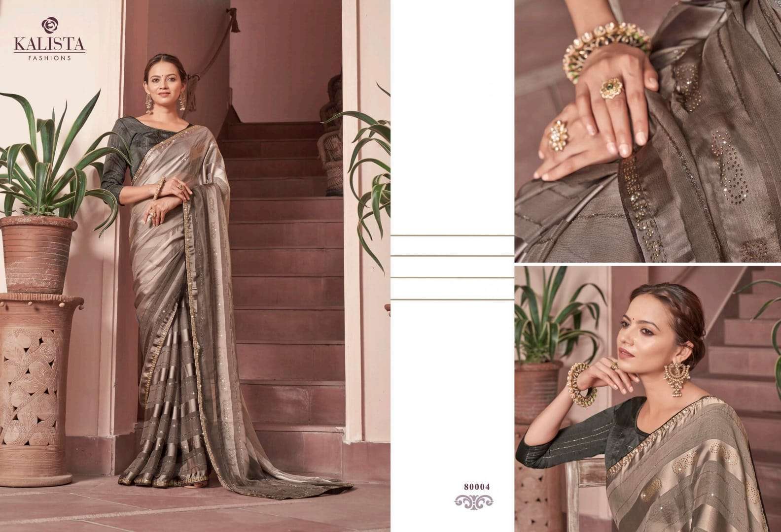 kalista trisha series 80001-80006 padding fancy fabric saree
