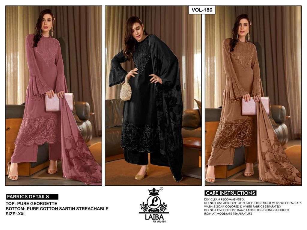 laiba am vol 180 dark colors Pure georgette with crepe inner suit