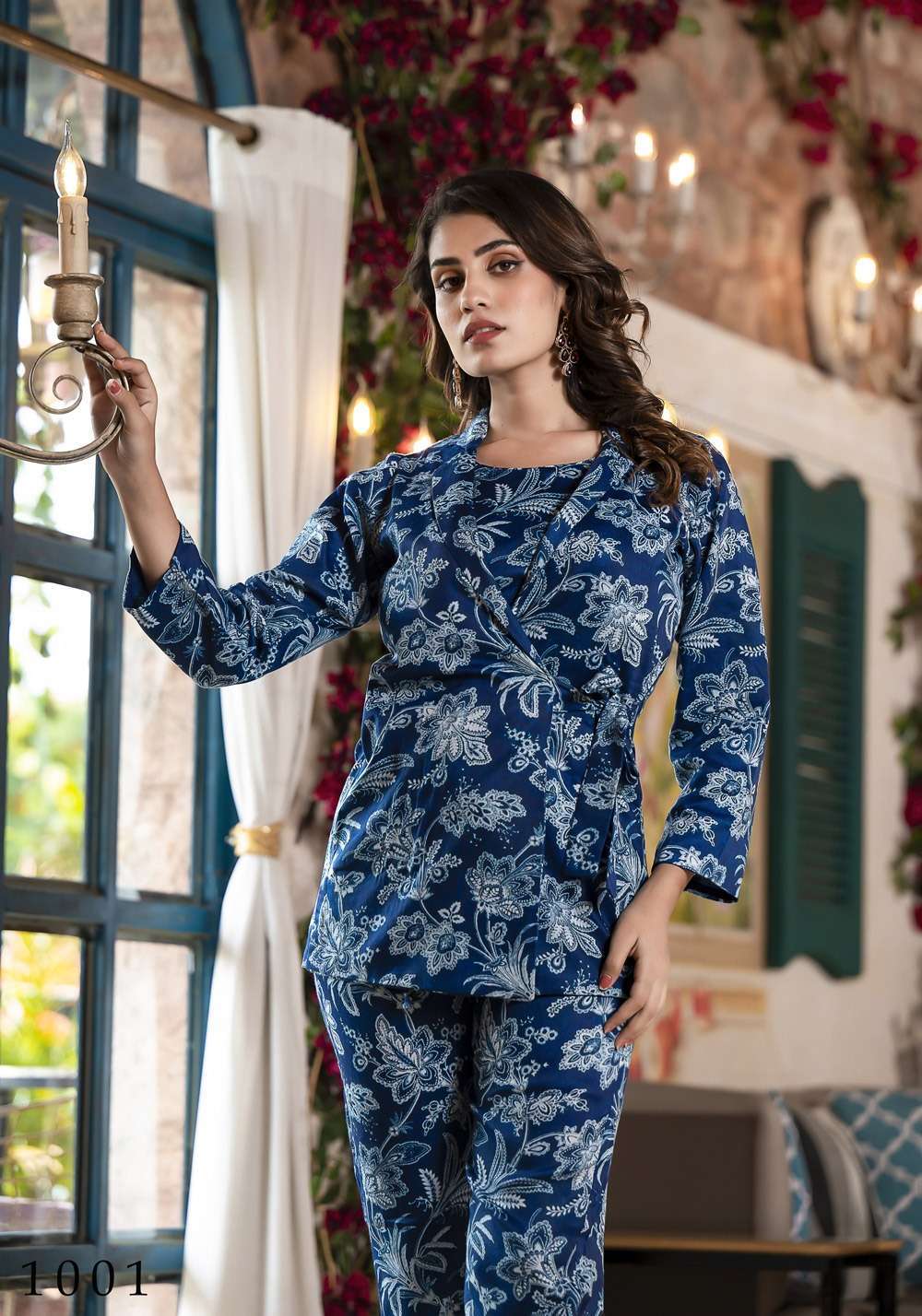 pr richie fancy cord set soft silk digital print readymade crop top with jacket and pant