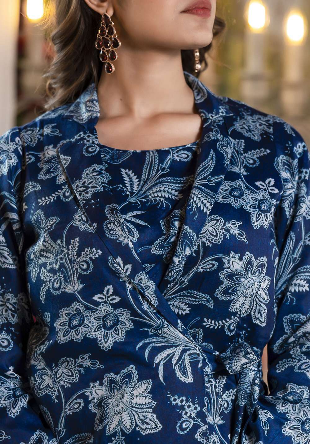 pr richie fancy cord set soft silk digital print readymade crop top with jacket and pant