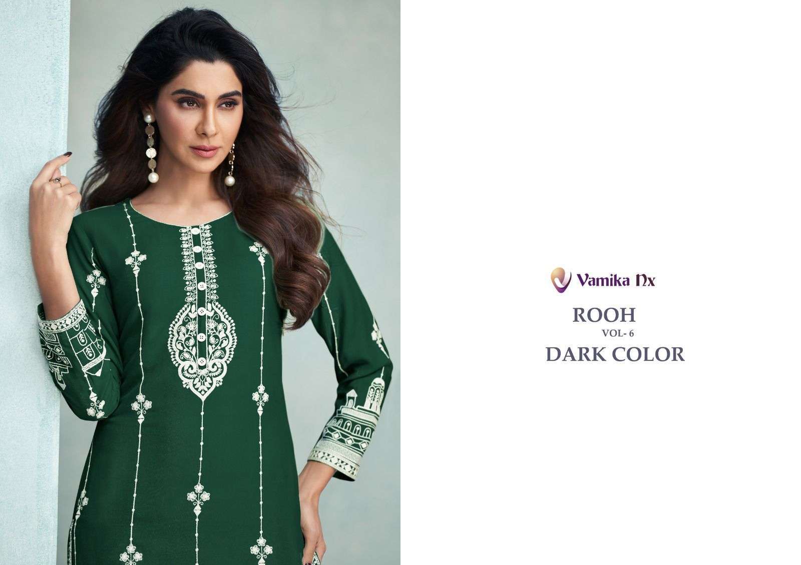 vamika nx rooh vol 6 dark color series 1135 pure rayon viscose kurti