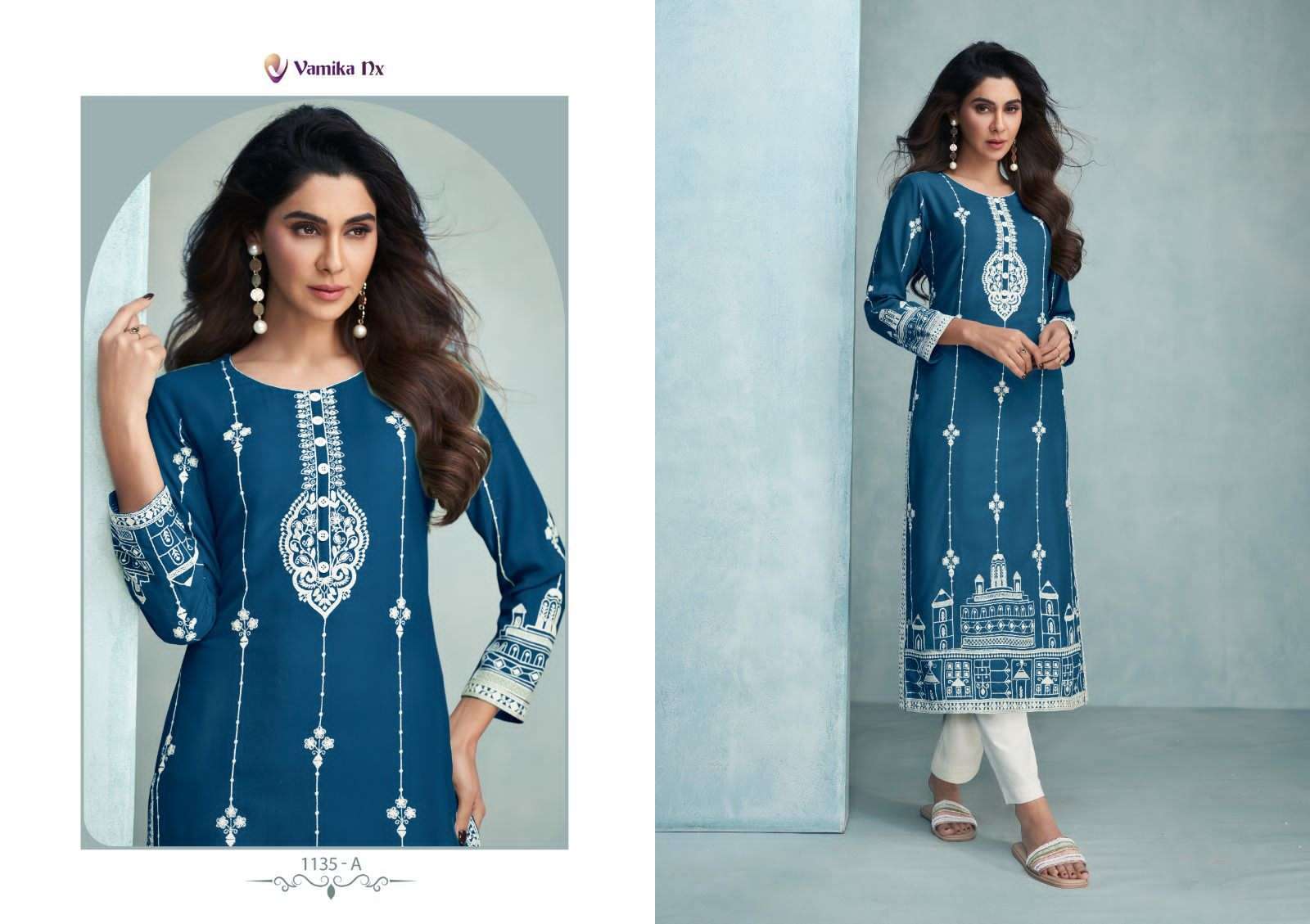 vamika nx rooh vol 6 dark color series 1135 pure rayon viscose kurti