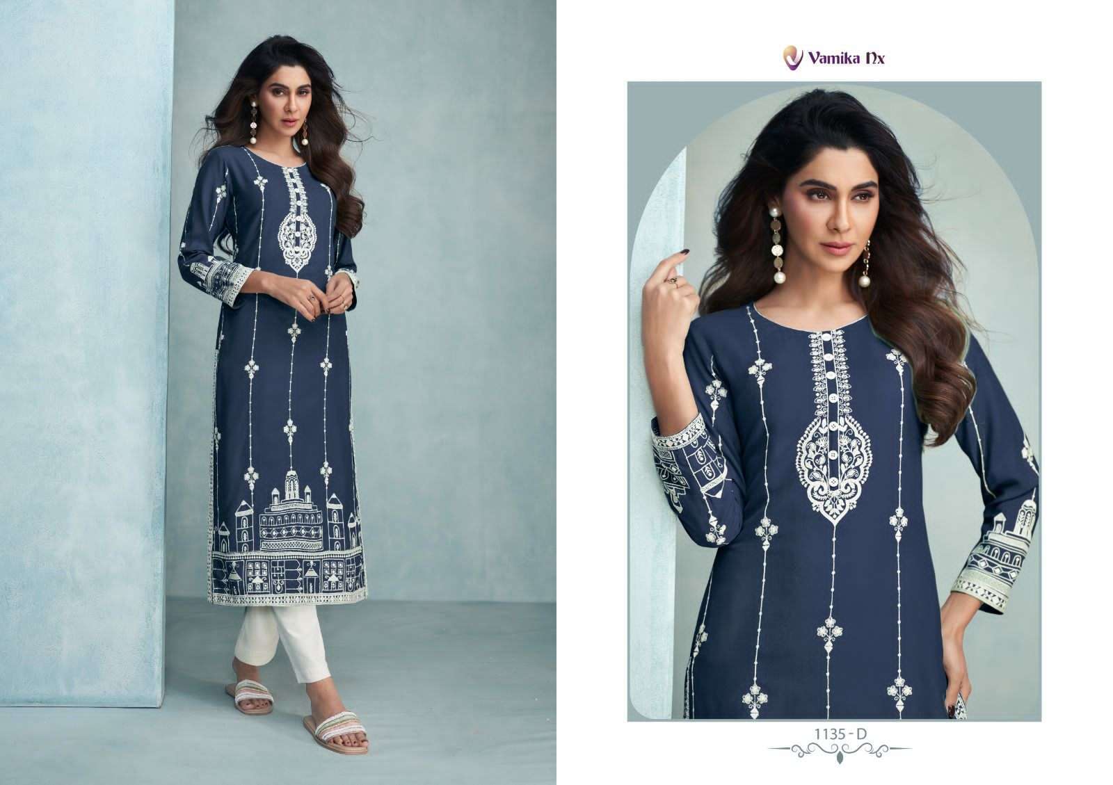 vamika nx rooh vol 6 dark color series 1135 pure rayon viscose kurti