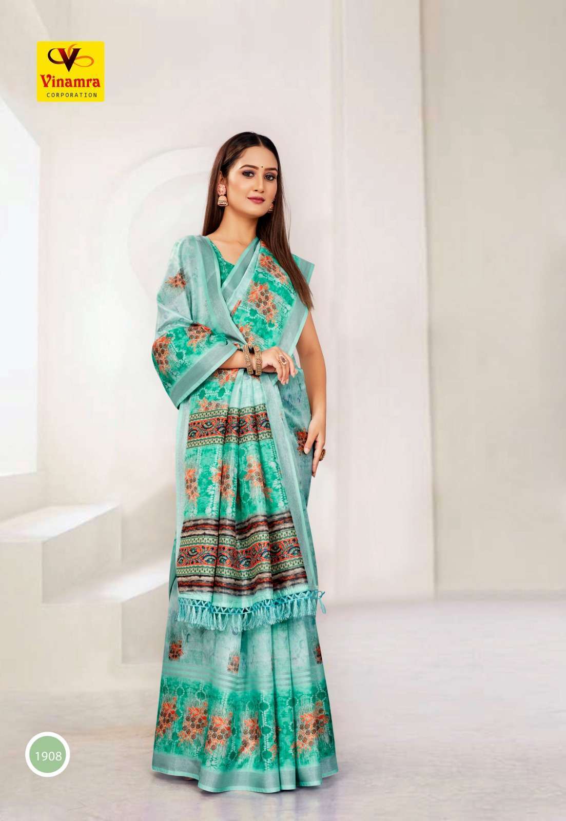 vinamra coral digital vol 1 series 1901-1908 cotton zari saree