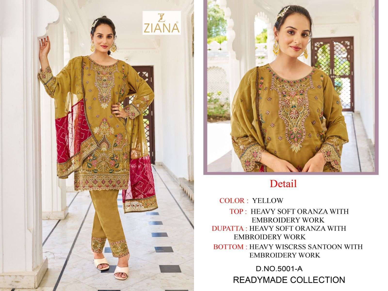ziana 5001 colors heavy soft organza suit 