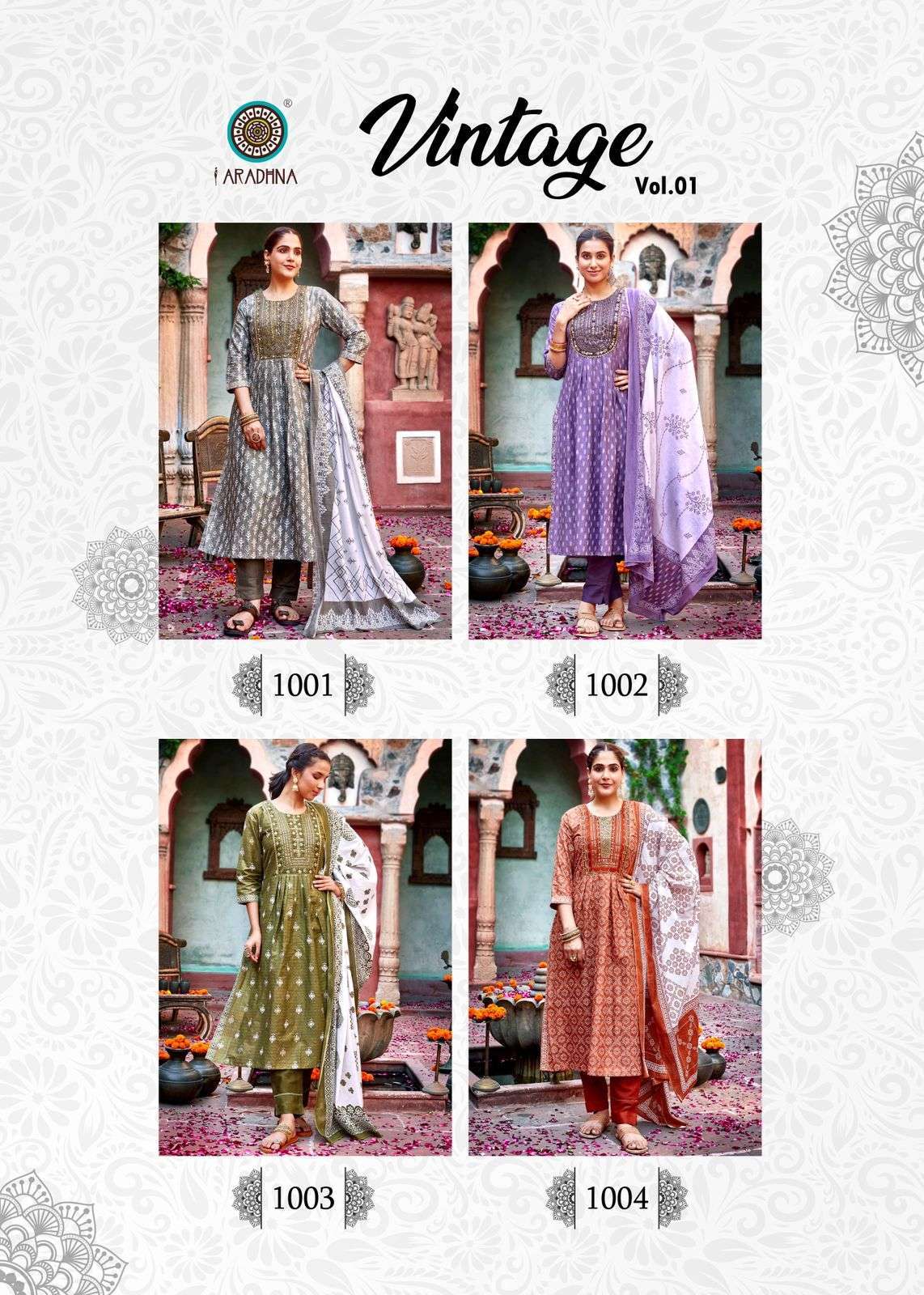 aradhana vintage vol 1 series 1001-1008 Cotton readymade suit