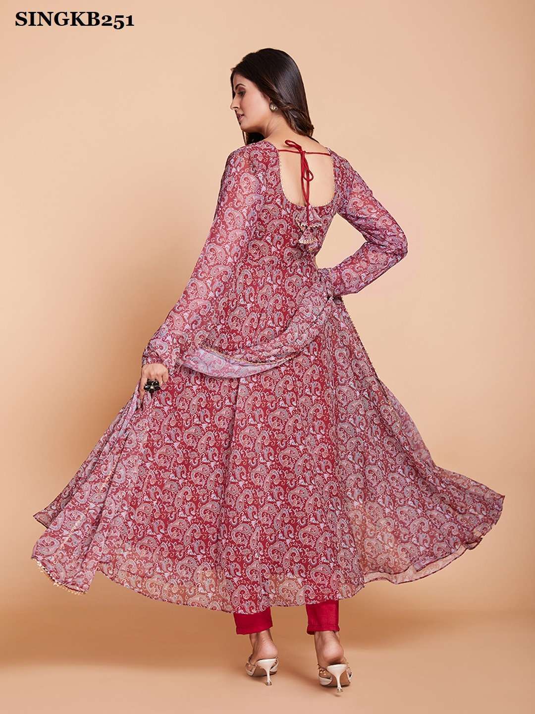 arya singkb251 maroon color faux georgette readymade suit 