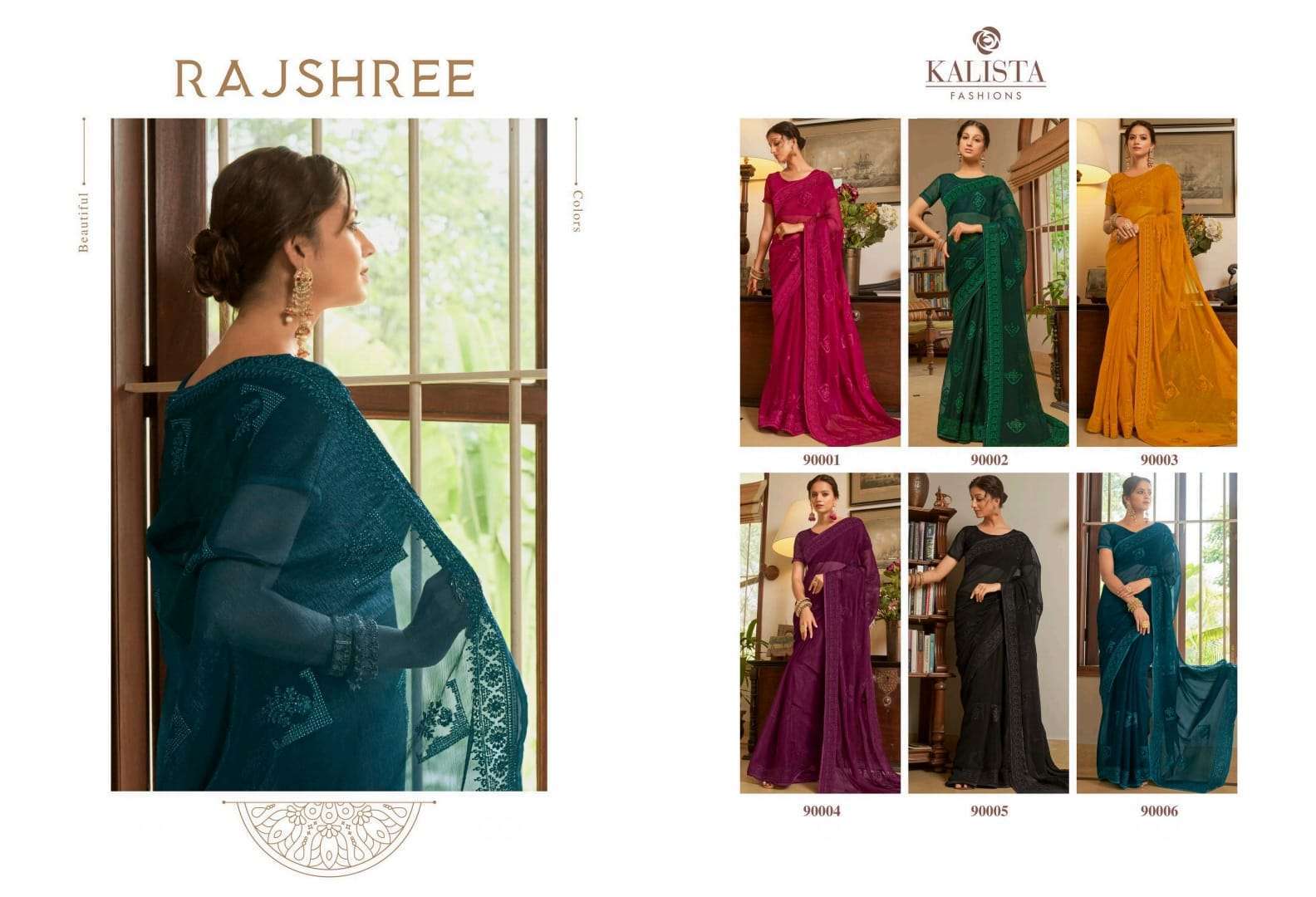 kalista fashion rajshree series 90001-90006 Blooming shimmer saree