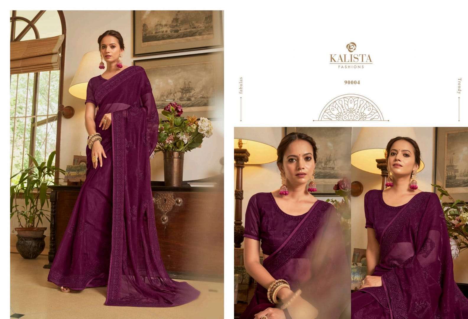 kalista fashion rajshree series 90001-90006 Blooming shimmer saree