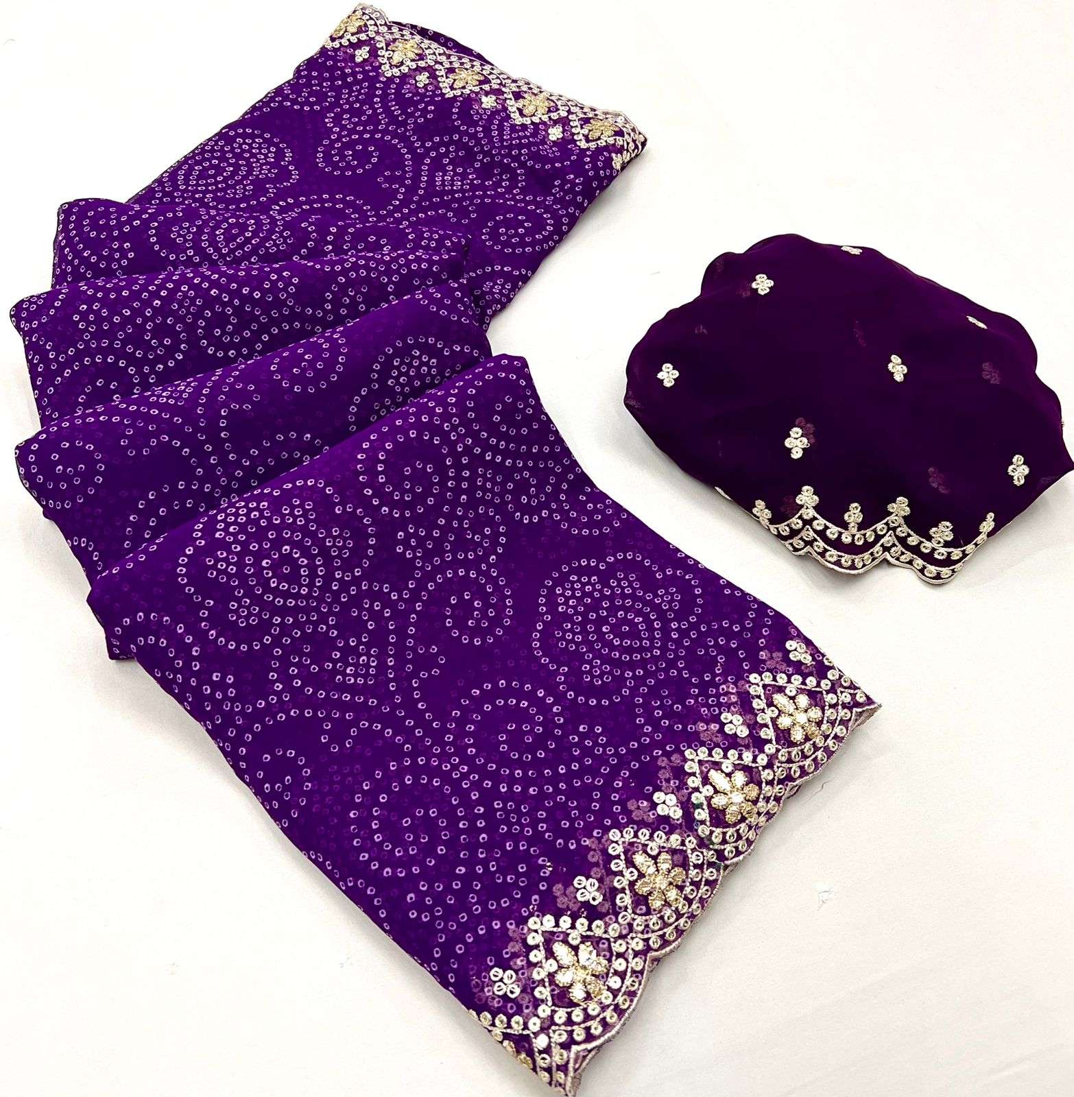 kashvi designer georgette fancy cut work border saree 
