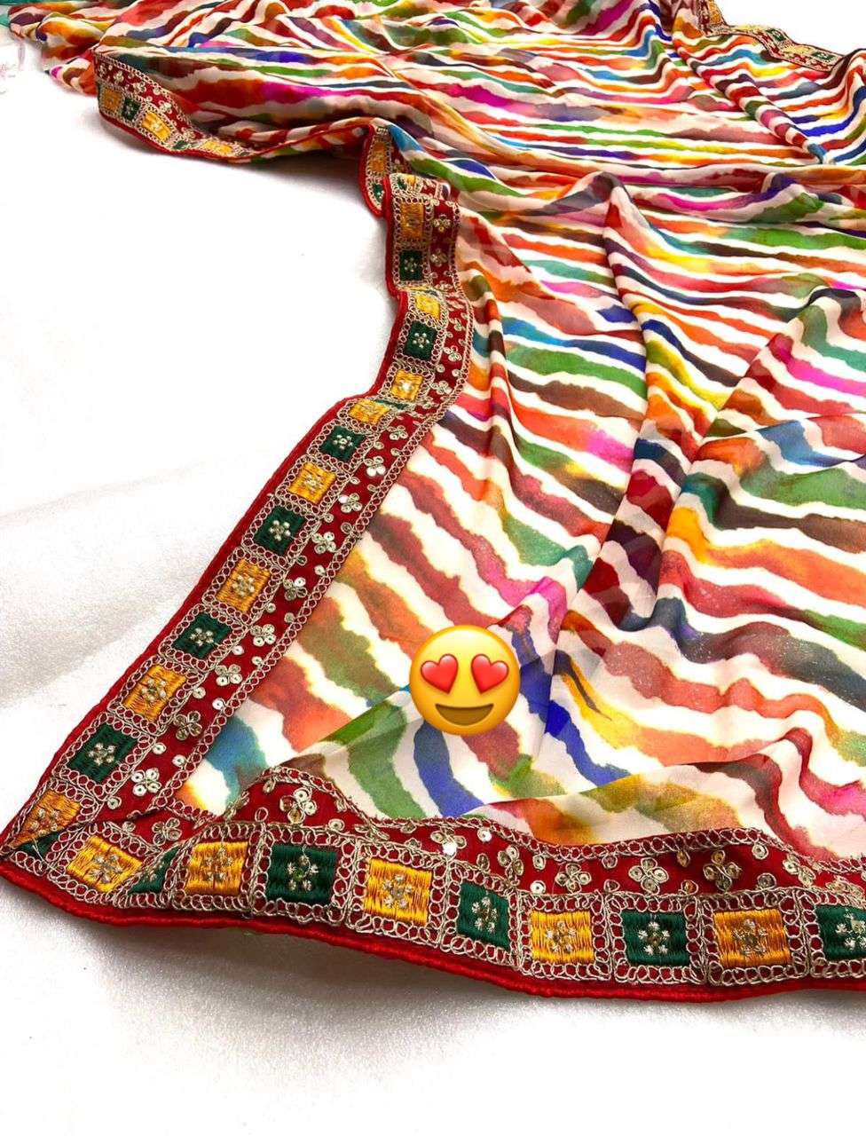 ms brand designer georgette leheriya saree