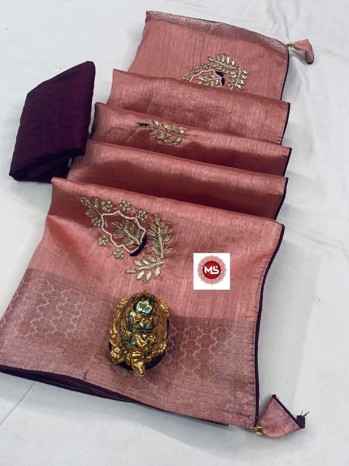 Ms brand designer hand khatli work saree 