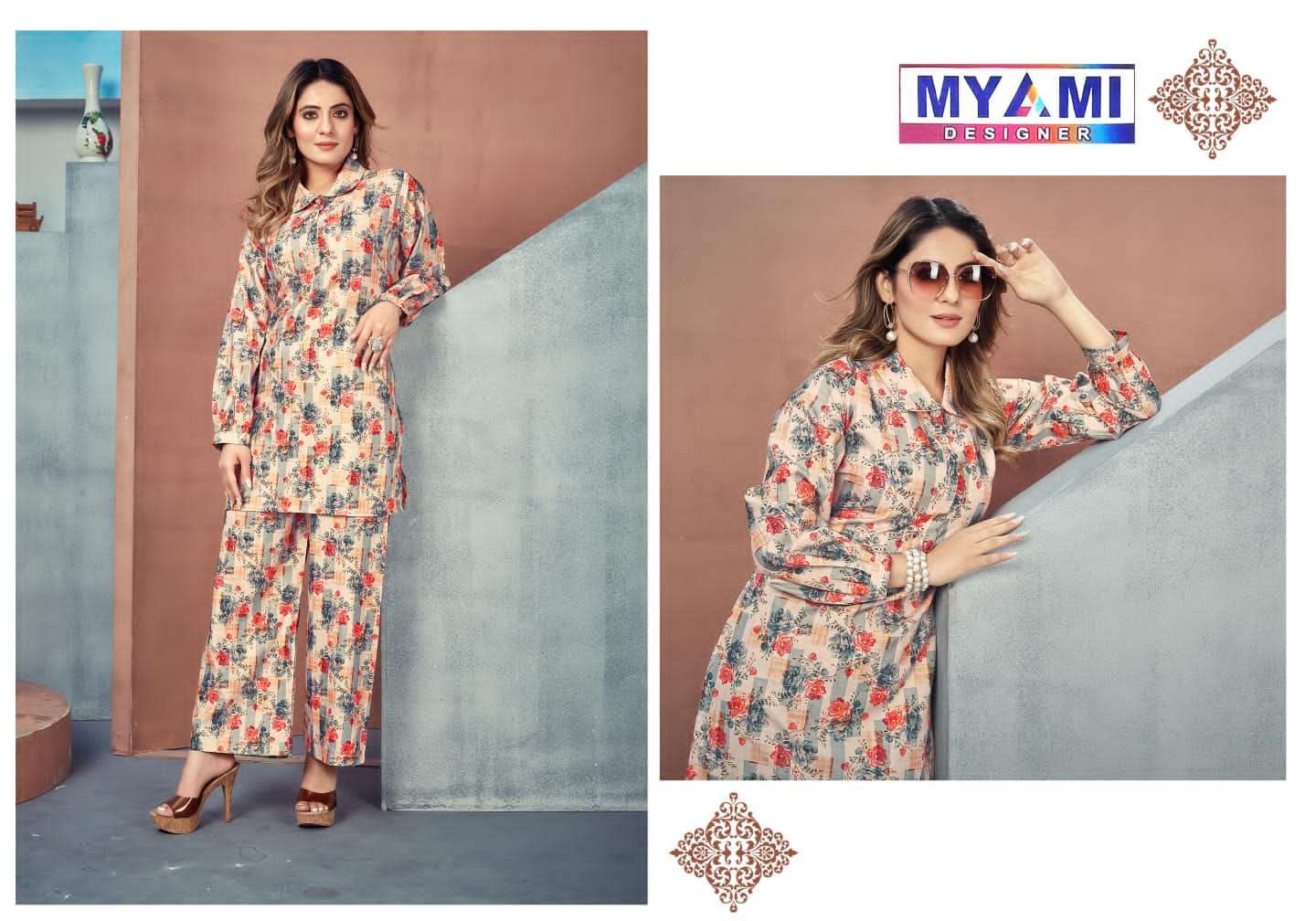 myami cord sets vol 1 heavy 17 kg Reyon with stich designer co ord sets