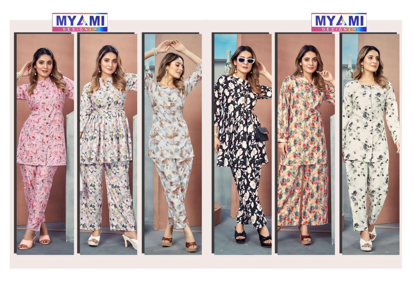 myami cord sets vol 1 heavy 17 kg Reyon with stich designer co ord sets
