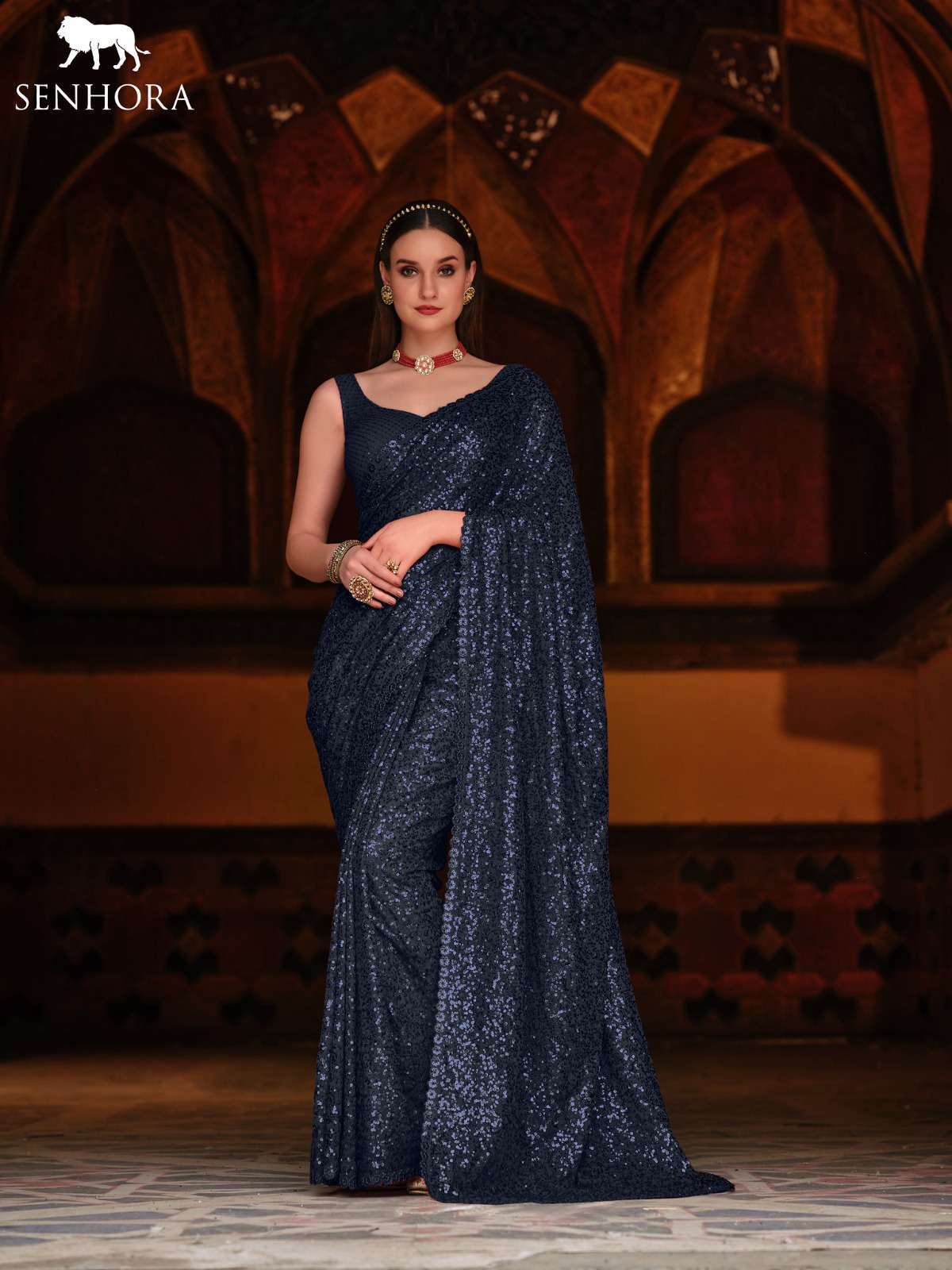 senhora emerald vol 34 Georgette With Thread & Dual Sequence Work saree