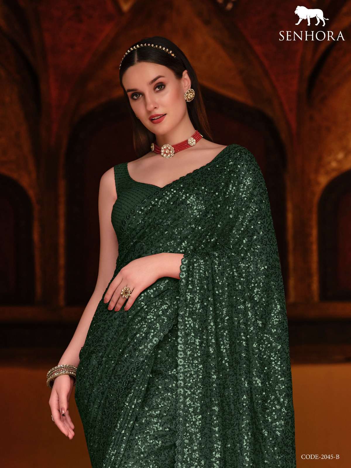 senhora emerald vol 34 Georgette With Thread & Dual Sequence Work saree