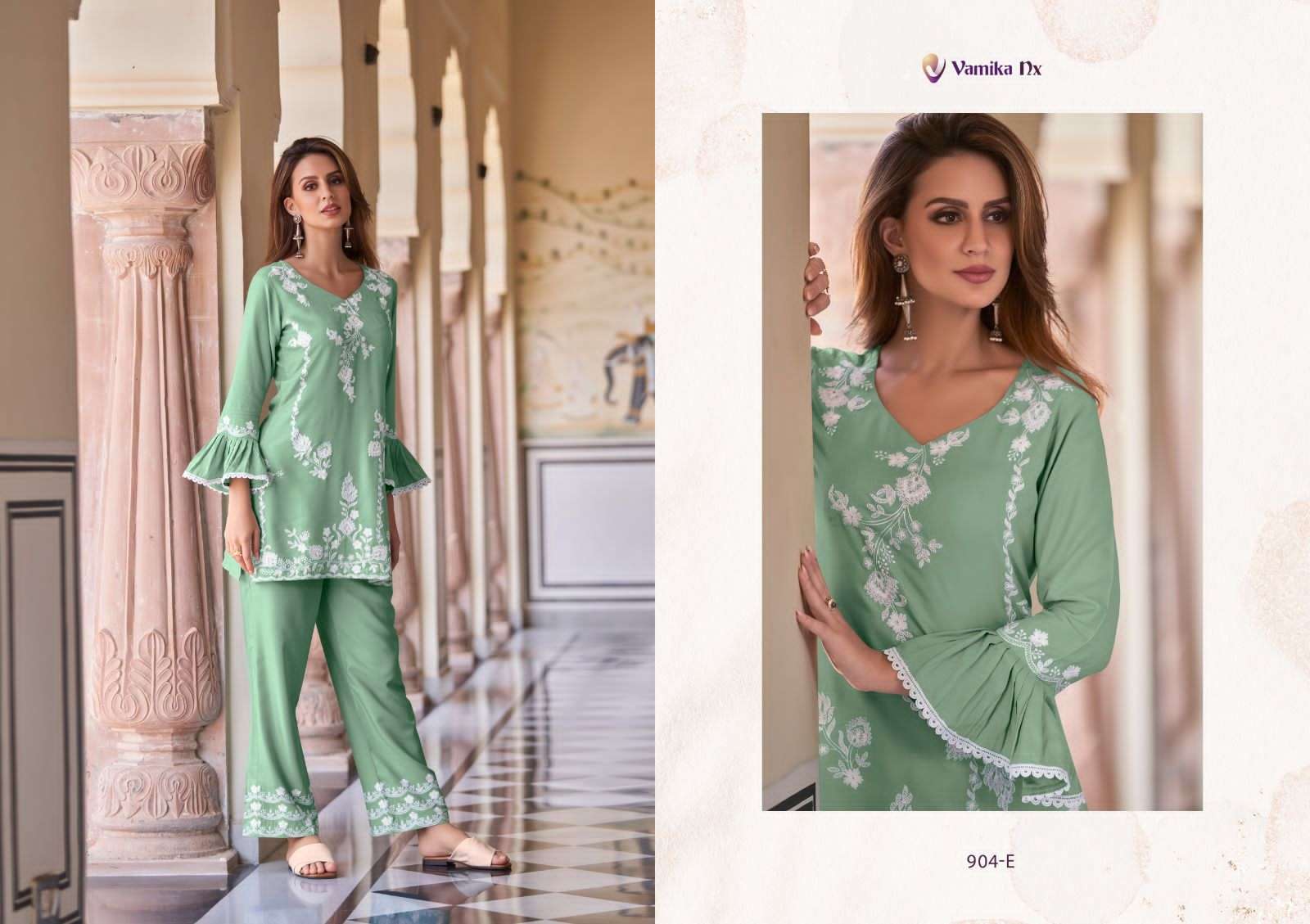 vamika nx vintage gold series 904 heavy rayon kurti 